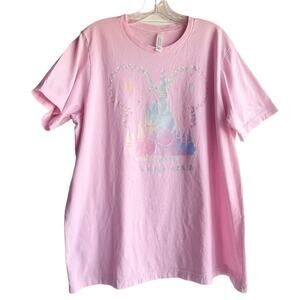 1971 Disney 50th Bella Canvas PINK TEE XL 100% Cotton Mickey Mouse Ears & Castle